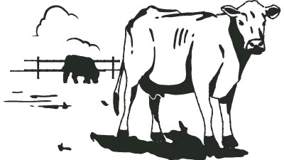 Illustrated ranching icon — cattle and livestock