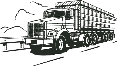 Illustrated trucking icon — freight and hauling
