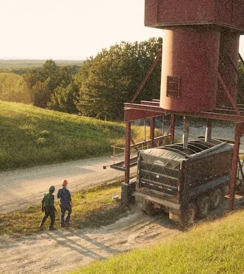 Trucking partners preparing to move product from a rural business